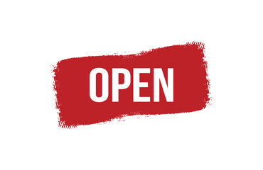 Brush style open red banner design isolated on white background.