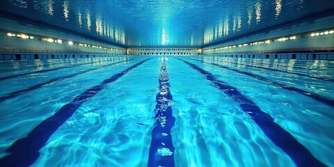 Indoor Swimming Pool with Blue Tiles and Clear Water
