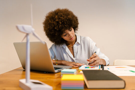 Woman Analyzing Data at Work