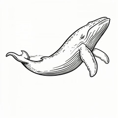 Fototapeta premium Cartoon of a Whale children coloring book page 