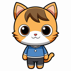 A Chibi Cat isolated art vector