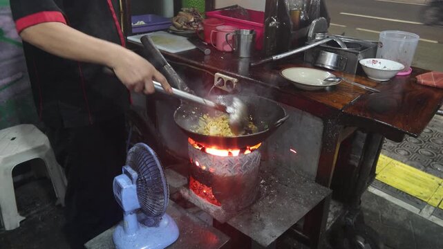 Bakmi Jowo is a traditional food from Java cooked on a stove with hot coals from charcoal.