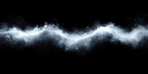 Abstract White Smoke Swirl on Black Background