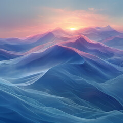 arafed view of a mountain range with a sunset in the background