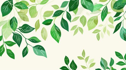 Border with green leaves, blank page