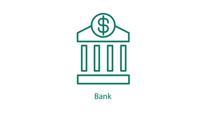 Obraz premium Modern Bank Building Vector Icon
