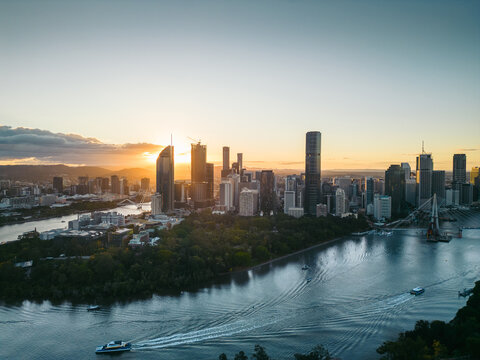 Beautiful scene of Brisbane at sunset