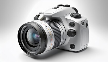 Fototapeta premium 3D Realistic Modern DSLR Camera Icon with Detailed Buttons, Lens, and Sleek Design – Perfect for Contemporary Photography Themes