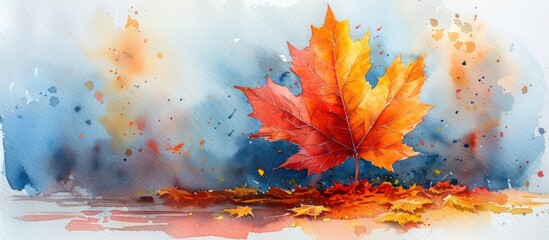 Autumn Watercolor Leaf