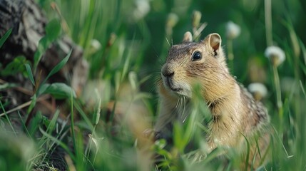 Fototapeta premium Mountain Caucasian Gopher or Spermophilus musicus