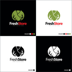 fresh store vegetables cabbage logo set template design