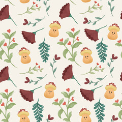 watercolor mushroom wallpaper digital seamless pattern 