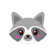 Animal raccoon cartoon, digital art illustration.
