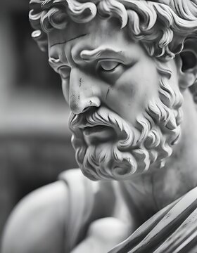ancient Greek or Roman white marble statue bust of a bearded man