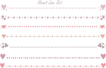 手描きのハートのラインセット