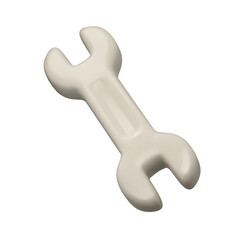 Wrench icon vector 3d. Work tool spanner isolated on white background. Cartoon illustration