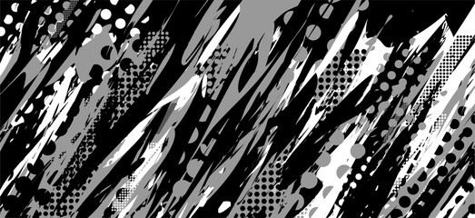 Black and White Grunge Halftone Art Background