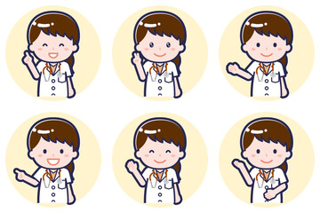 半袖の女性医師のポーズセット_03