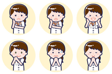 半袖の女性医師のポーズセット_04