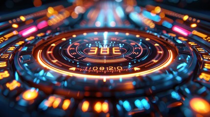 Futuristic Technology Interface with Glowing Lights