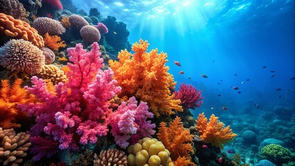 Obraz premium Soft coral and aqua background resembling a tranquil underwater scene, marine life, vibrant, colorful, oceanic