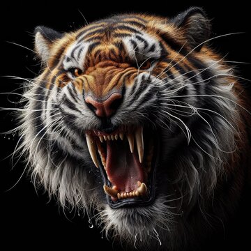 face tiger angry 3d design