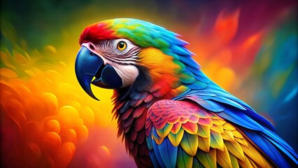 Fototapeta premium Vibrant and abstract of a colorful parrot in a modern art style, parrot, bird, colorful, vibrant, abstract,artwork, exotic