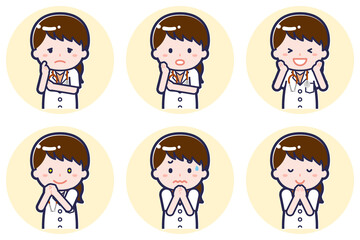 半袖の女性医師のポーズセット_04