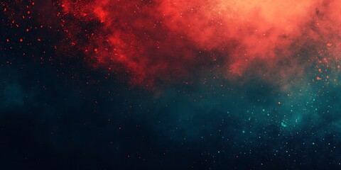 Fototapeta premium Black blue red , grainy noise grungy empty space , spray texture color gradient. Fiery abstract watercolor explosion in red and blue hues.