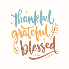 Obraz premium Thanksgiving day lettering collection. Celebration thanksiving greeting. Typography and lettering