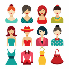 A set of 16 style Fashion and Beauty art vector