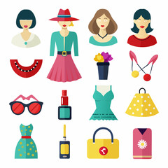 A set of 16 style Fashion and Beauty art vector