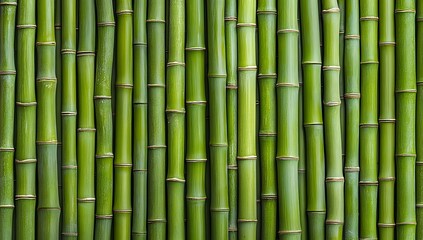 Fototapeta premium Green Bamboo Stalks Arranged in a Pattern for a Natural Background