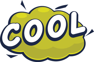 Cartoon cloud is showing the word cool using a vintage comic book style