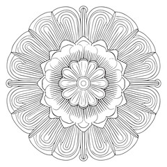 Outline Mandala for coloring book.