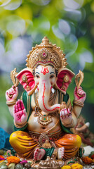 Fototapeta premium Lord ganesha sculpture on nature background