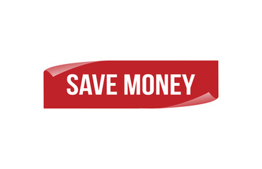 Red banner save money isolated on white background.