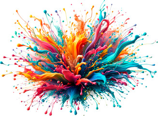 Obraz premium Colorful powder particles burst on a white background