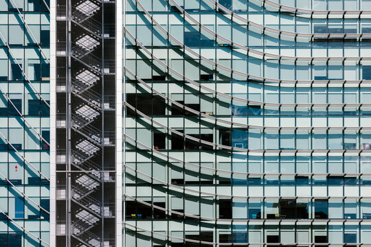 Detailed view of modern building architecture in Madrid