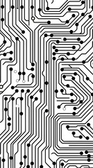 Digital technology black and white abstract geometric circuit graphic poster background