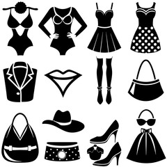 A set of 16 style Fashion and Beauty art vector