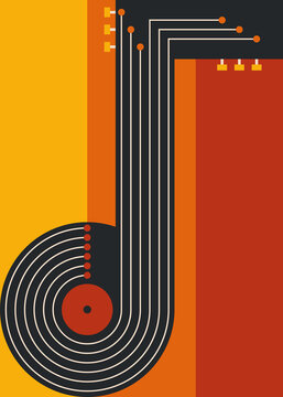 Vinyl guitar in form of note
