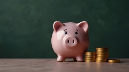 piggy bank and money