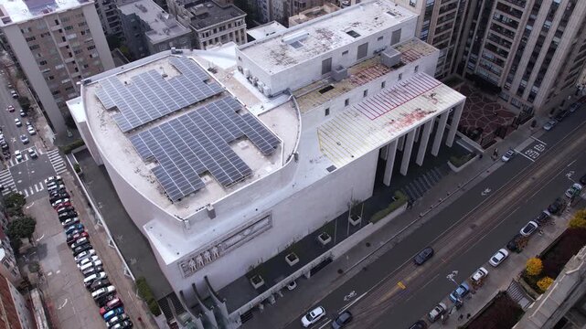 Aerial View of Masonic Auditorium Building on Nob Hill, San Francisco California USA