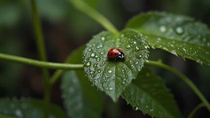 close up of ladybug on leafe