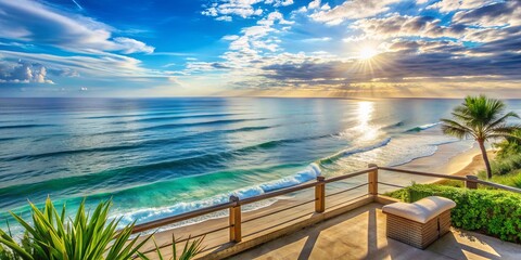 Fototapeta premium Tranquil seaside scenery with a breathtaking ocean view , nature, landscape, ocean, tranquil, serene, beautiful, view