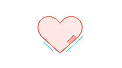 A Minimalist 2D Flat-Style Icon of a Heart Shape, Created with Simple Lines and Bold Colors, Presented on a Plain White Background