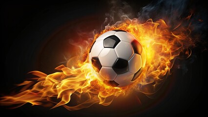 Naklejka premium Burning soccer ball on fire , flames, heat, sport, soccer, ball, burning, blaze, fiery, danger, energy, intense, passion, competition
