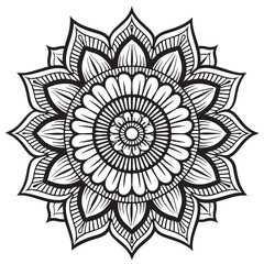 Outline Mandala for coloring book.