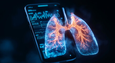 Smartphone Displaying Digital Lung Analysis
